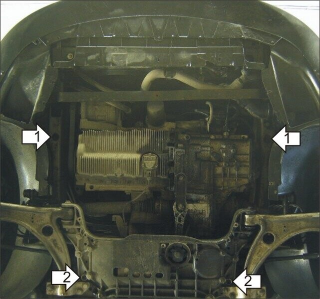 Усиленная защита картера двигателя, КПП (2 мм, сталь) для Volkswagen Touran 2010-2015, Volkswagen Jetta VI седан 2010-2019, Volkswagen Caddy 2004-2010, 201