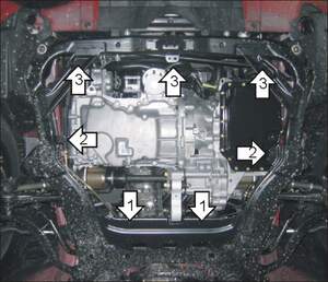 Усиленная защита картера двигателя, КПП (2 мм, сталь) для Mazda 6 седан 2002-2007