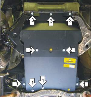 Усиленная защита картера двигателя, КПП (3 мм, сталь) для Mitsubishi L200 2004-2006