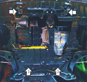 Усиленная защита картера двигателя, КПП (2 мм, сталь) для Mitsubishi Lancer X седан/хетчбек 2007-2016