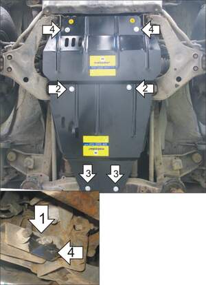 Защита MOTODOR двигателя, КПП, переднего дифференциала Mitsubishi Montero Sport  1997-2004 Внедорожник