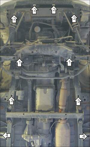 Усиленная защита картера двигателя, КПП, раздаточной коробки (2 мм, сталь) для Mitsubishi Pajero Pinin 1999-2007