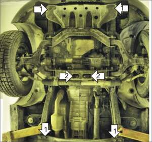 Усиленная защита картера двигателя, переднего дифференциала, КПП, радиатора (2 мм, сталь) для Ssang Yong Kyron 2005-2015