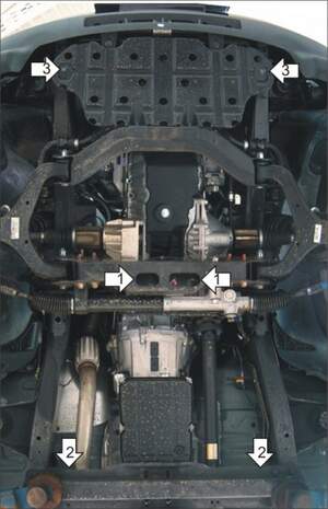 Защита MOTODOR двигателя, КПП, радиатора Ssangyong Rexton I, II, III 2002-2018 Внедорожник