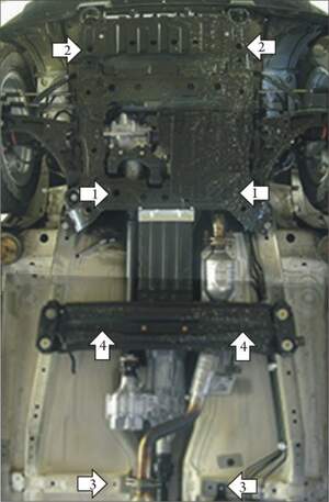 Защита MOTODOR двигателя, переднего дифференциала, радиатора, разд.коробки Suzuki Grand Vitara 2005-2018 Внедорожник