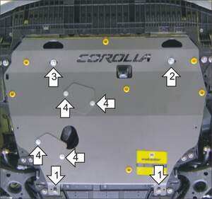 Защита MOTODOR двигателя, КПП Toyota Auris  2012-2018 Хэтчбек