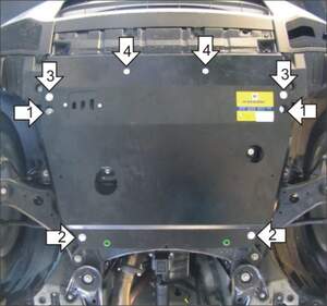 Защита MOTODOR двигателя, КПП Toyota Highlander  2010-2014 Вэн, Внедорожник