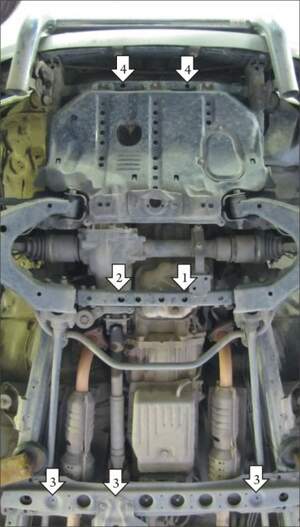 Усиленная защита картера двигателя, переднего дифференциала, КПП, раздаточной коробки (3 мм, сталь) для Toyota Land Cruiser 100 1998-2007