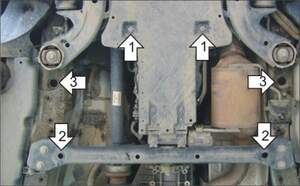 Защита MOTODOR КПП Volkswagen Touareg  2010-2015 Внедорожник
