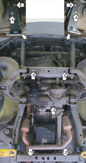 Защита MOTODOR двигателя, переднего дифференциала, КПП, радиатора Dodge Ram 1500 2001-2008 Пикап