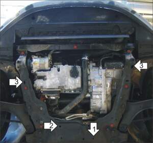 Защита MOTODOR двигателя, КПП, разд.коробки Ford Mondeo IV 2007-2015 Универсал, Хэтчбек, Седан