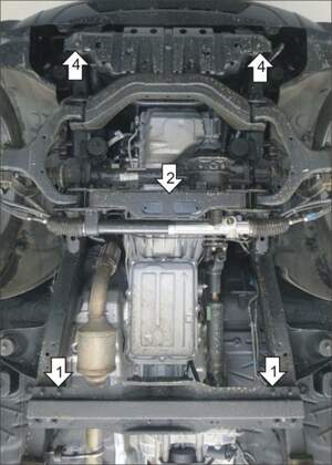 Защита MOTODOR двигателя, переднего дифференциала, КПП, радиатора Ssangyong Actyon 2005-2011 Внедорожник