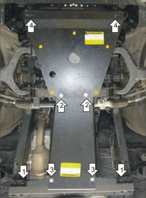 Защита MOTODOR двигателя, переднего дифференциала, КПП, радиатора Ssangyong Actyon 2005-2011 Внедорожник