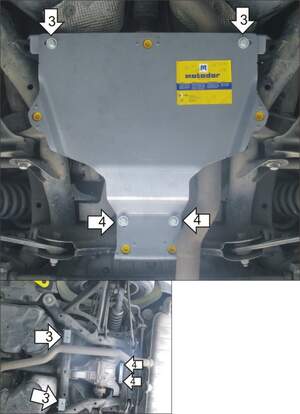 Защита MOTODOR заднего дифференциала Volkswagen Touareg  2010-2015 Внедорожник