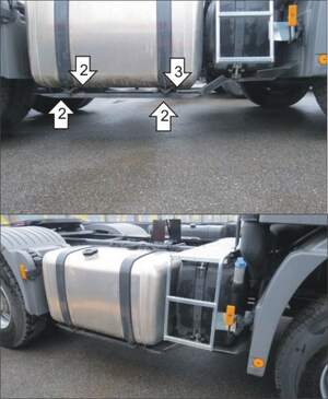 Защита MOTODOR бака AdBlue, бензобака Mercedes-benz Actros 2008- шасси