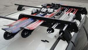 Крепление AMOS для 5-и пар лыж/4-х сноубордов на багажник на крышу авто, для всех типов поперечин, черный