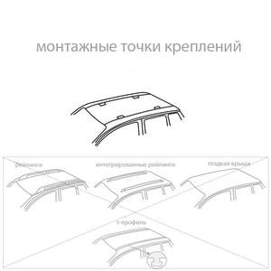Багажные поперечины на рейлинги NISSAN Navara Double Cab 4дв 2005-2018 (аэродинамич.дуги)