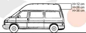 Багажник AMOS BUS креп.за водостоки VOLKSWAGEN LT Bus H>26cm 4/5дв 1975-2006 (прямоуг.дуги)