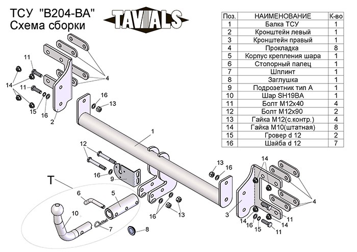 Фаркоп и эл.проводка TAVIALS Лидер-плюс для BMW X6 (E71) 2008-2014 (с быстросъемным шаром)