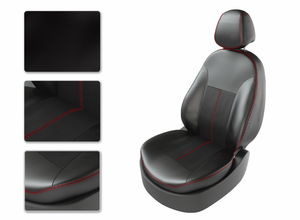 Чехлы CarFashion для сидений CHEVROLET AVEO с 2012 черный/черный/красный 13058663