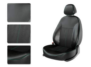 Чехлы CarFashion для сидений FORD FIESTA 2015 SD черный/черный/зеленый 16208668