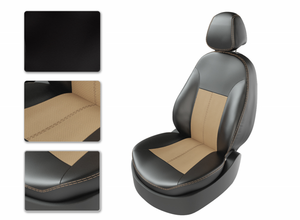 Чехлы CarFashion для сидений HYUNDAI SOLARIS SD 2 черный/бежевый/бежевый 21308611