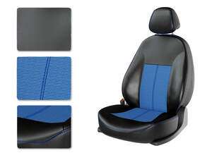 Чехлы CarFashion для сидений HYUNDAI SOLARIS SD разд черный/жак синий/синий 21110655