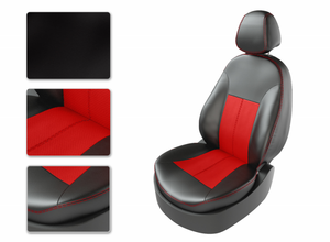 Чехлы CarFashion для сидений HYUNDAI SOLARIS SD разд черный/красный/красный 21118633