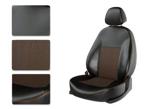 Чехлы CarFashion для сидений HYUNDAI SOLARIS SD разд черный/коричневый/оранж 21118679