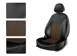 Чехлы CarFashion для сидений SKODA RAPID 2015-2020 дел черный/коричневый/коричнев 31078677 Чехлы CarFashion для сидений SKODA RAPID 2015-2020 дел черный/коричневый/коричнев 31078677
