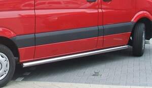 Защита  порогов В1 труба D70  нержавейка  без проступей для VW TRANSPORTER T4 long 1990-2003