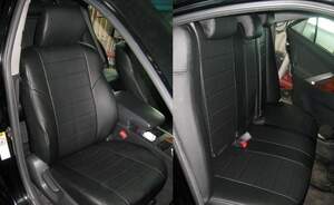 Автомобильные чехлы из экокожи на сиденья  HYUNDAI SOLARIS (2011-) хетчбек 60/40 (черные)