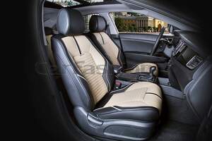 Накидки Фронт «SECTOR LEATHER» черный/бежевый/черный 21381