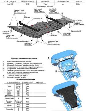 Защита картера и КПП АВС-Дизайн Audi A5 лифтбек 2WD 2016-н.в.