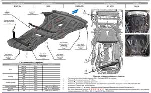 Защита картера и КПП АВС-Дизайн BMW X6M кроссовер 4WD АКПП 2012-2014