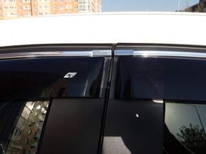 Дефлекторы окон накладные HONDA PILOT II (2008-2015) «КОБРА Тюнинг» хром.молдинг