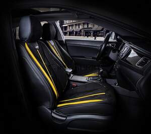 Каркасные чехлы фронт 5D «START» черный/черный/желтый 21070