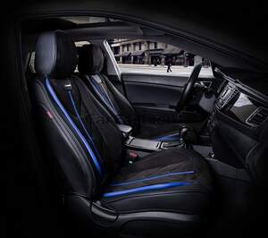 Каркасные чехлы фронт 5D «START» черный/черный/синий 21066