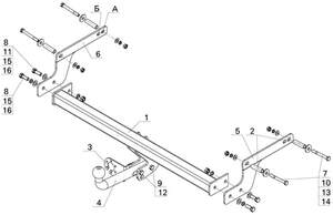 Фаркоп «AvtoS» для Renault Duster 2010-2015, 2015-2019, Nissan Terrano 2015-, Dacia Duster 2010-2015, 2015-2021 условно-съемное крепление шара