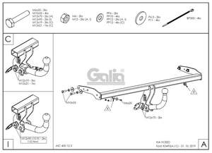 Фаркоп «GALIA» оцинкованный Kia XCeed 2020- условно-съемное крепление шара