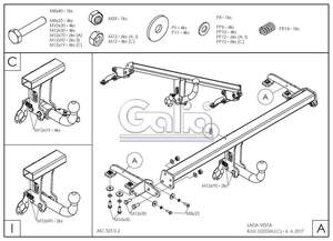 Фаркоп «GALIA» оцинкованный Mazda 323 BJ седан 1998-2004 условно-съемное крепление шара