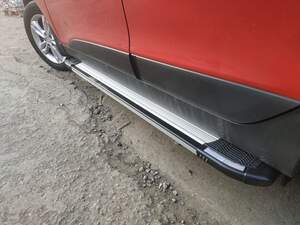 Пороги-подножки RAINBOW 183см для BMW X3 F25 (2010-2018)(алюминий+пластик) от ERKUL