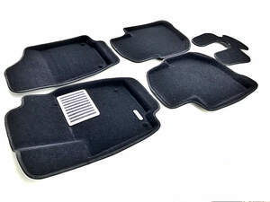 Коврики в салон текстильные Euromat 3D lux SKODA Rapid (20(2013-2020) 20, 2020-н.в.)VW POLO (2020-н.в.), черные (5 шт.)