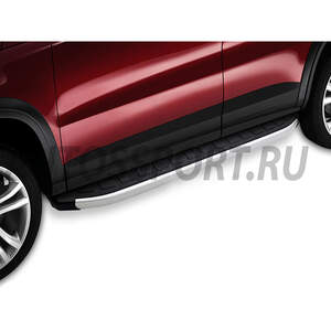 Пороги-подножки DOLUNAY BLACK для HYUNDAI SANTAFE II 2006-2012 (алюминий+пластик) от ERKUL