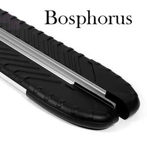 Пороги-подножки «Bosphorus Black» для KIA SPORTAGE II 2004-2009 (алюминий+пластик) от ERKUL
