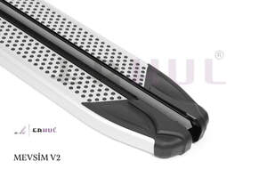 Пороги-подножки MEVSIM V2 GREY для SSANG YONG ACTYON SPORT 2007-2011 (алюминий+пластик) от ERKUL