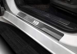 Накладки на пороги AutoMax для Haval H9 II поколение 2024-н.в., рынок РФ, нерж.сталь, с надписью, 4 шт. Накладки на пороги AutoMax для Haval H9 II поколение 2024-н.в., рынок РФ, нерж.сталь, с надписью, 4 шт.