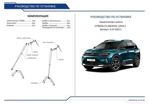 Газовые упоры капота Rival для Citroen C5 Aircross I поколение рестайлинг 2024-н.в., рынок РФ, 2 шт.