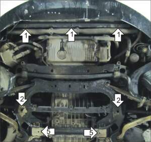 Усиленная защита картера двигателя, КПП (2 мм, сталь) для Audi A8 седан 2005-2009
