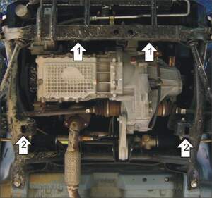 Усиленная защита картера двигателя, КПП (2 мм, сталь) для Chery QQ6 седан 2006-2014